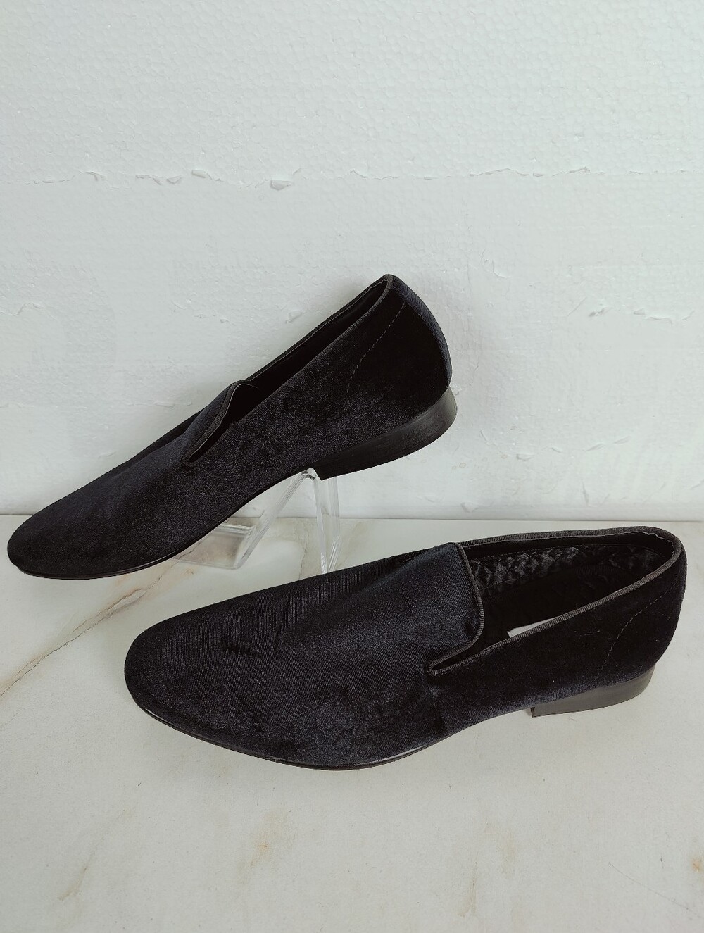 EUC Steve Madden Men's Laight Black Velvet Slip On Loafers Dress Shoes, Sz 10.5